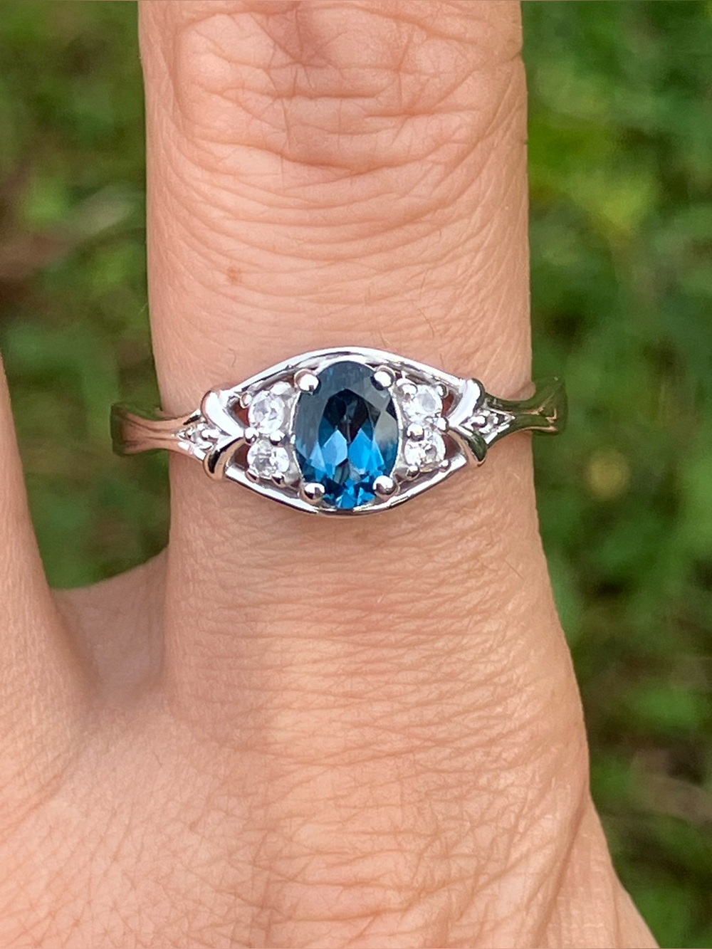 Genuine London Blue Topaz Sterling Silver Ring Size 10